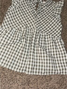 Gingham Tiered Peplum Top in Black and White